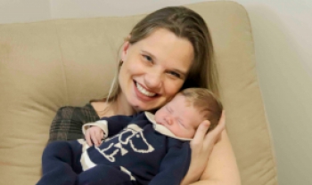 Georgia, professora da Udesc Oeste, deu a luz ao  pequeno Caetano no início de abril.